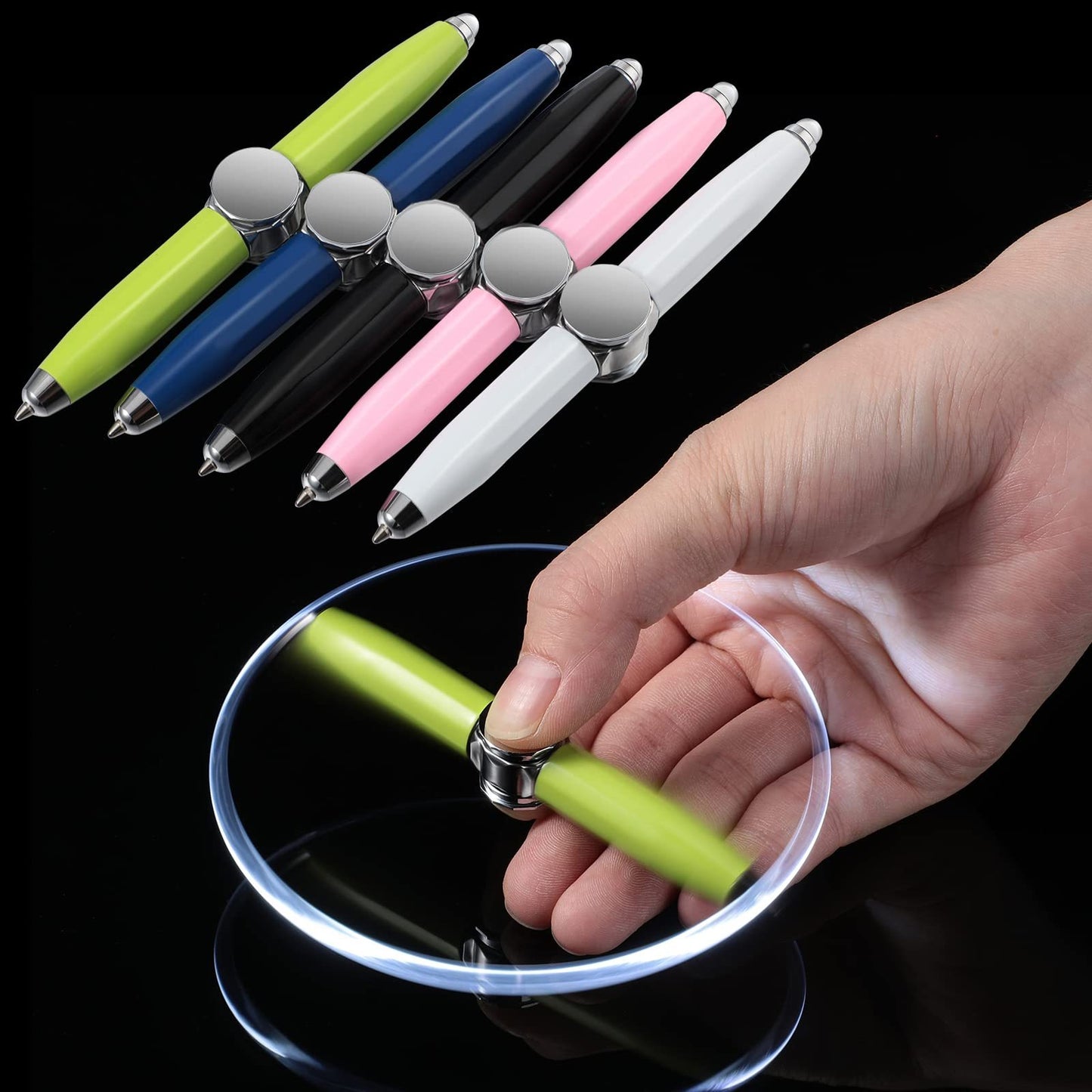 Multi-Function LED Pen – Spinning Gyro Metal Ballpoint, Decompression Stress Reliever,