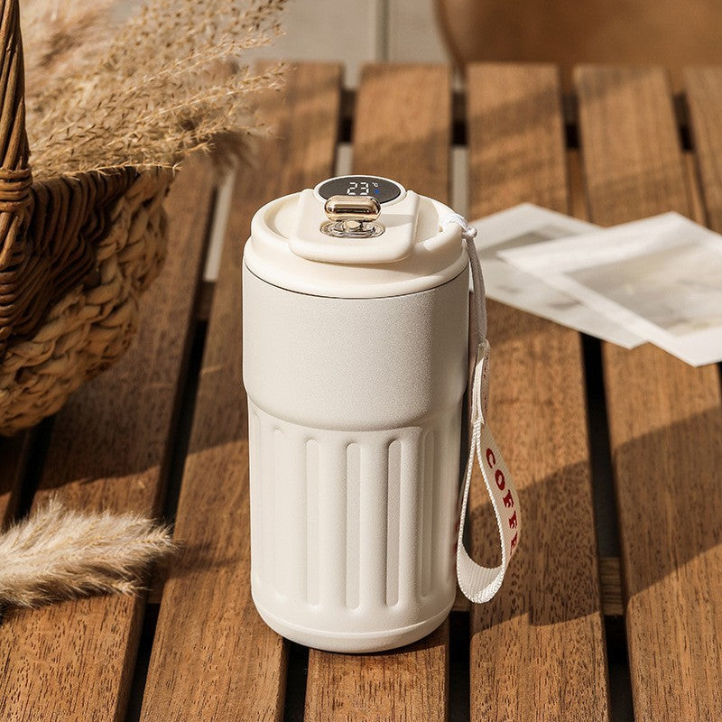 Smart Digital Thermal Coffee Mug – Portable Stainless Steel Insulated Water Bottle, 450ml Vacuum Flask, Keep Cold In-Car