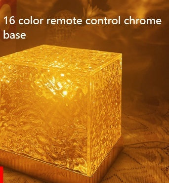 LED Water Ripple Night Light – USB Rotating Crystal Table Lamp, RGB Dimmable, 16 Color Ambient Decoration