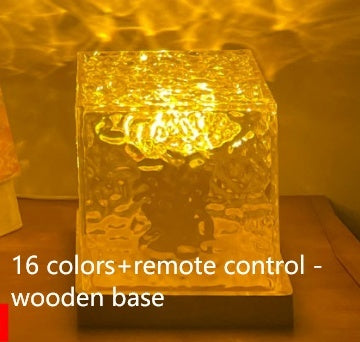 LED Water Ripple Night Light – USB Rotating Crystal Table Lamp, RGB Dimmable, 16 Color Ambient Decoration
