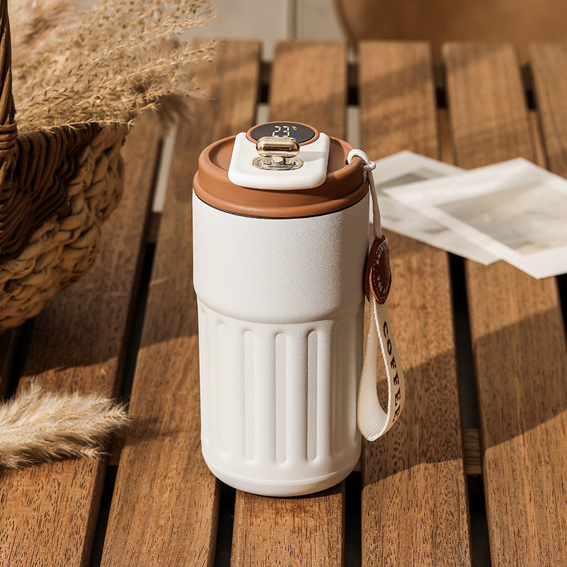 Smart Digital Thermal Coffee Mug – Portable Stainless Steel Insulated Water Bottle, 450ml Vacuum Flask, Keep Cold In-Car