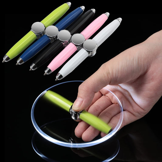Multi-Function LED Pen – Spinning Gyro Metal Ballpoint, Decompression Stress Reliever,