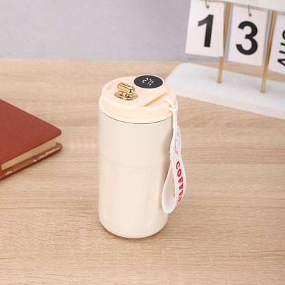 Smart Digital Thermal Coffee Mug – Portable Stainless Steel Insulated Water Bottle, 450ml Vacuum Flask, Keep Cold In-Car