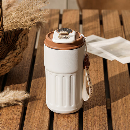 Smart Digital Thermal Coffee Mug – Portable Stainless Steel Insulated Water Bottle, 450ml Vacuum Flask, Keep Cold In-Car